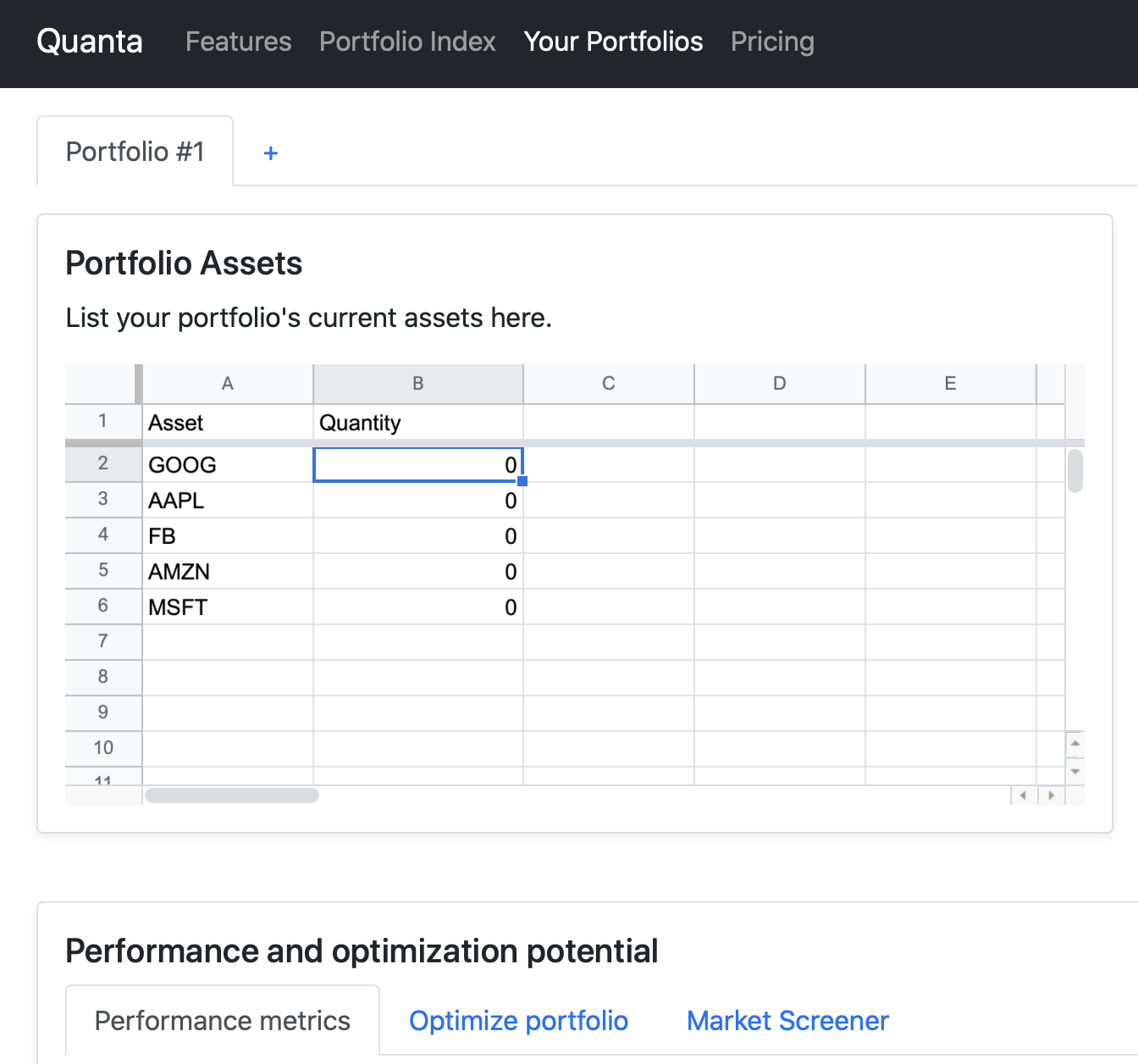 Preview for optimizing financial portfolios